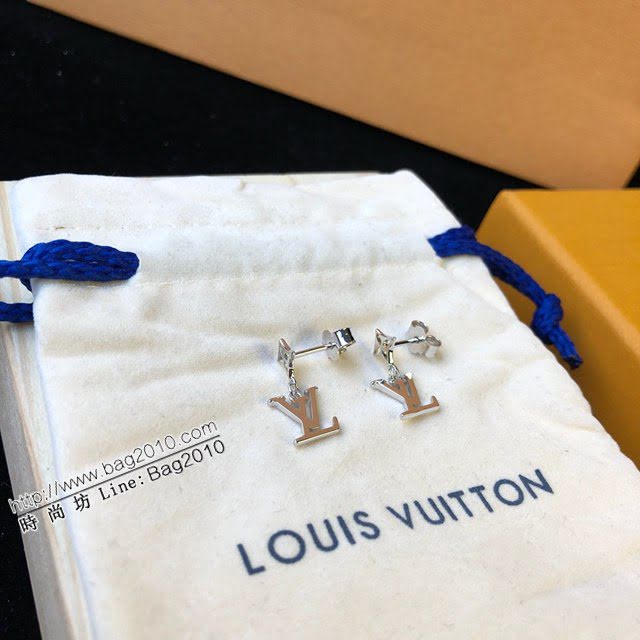 Louis Vuitton新款飾品 路易威登字母老花耳環 LV四葉草鏤空耳釘  zglv2177